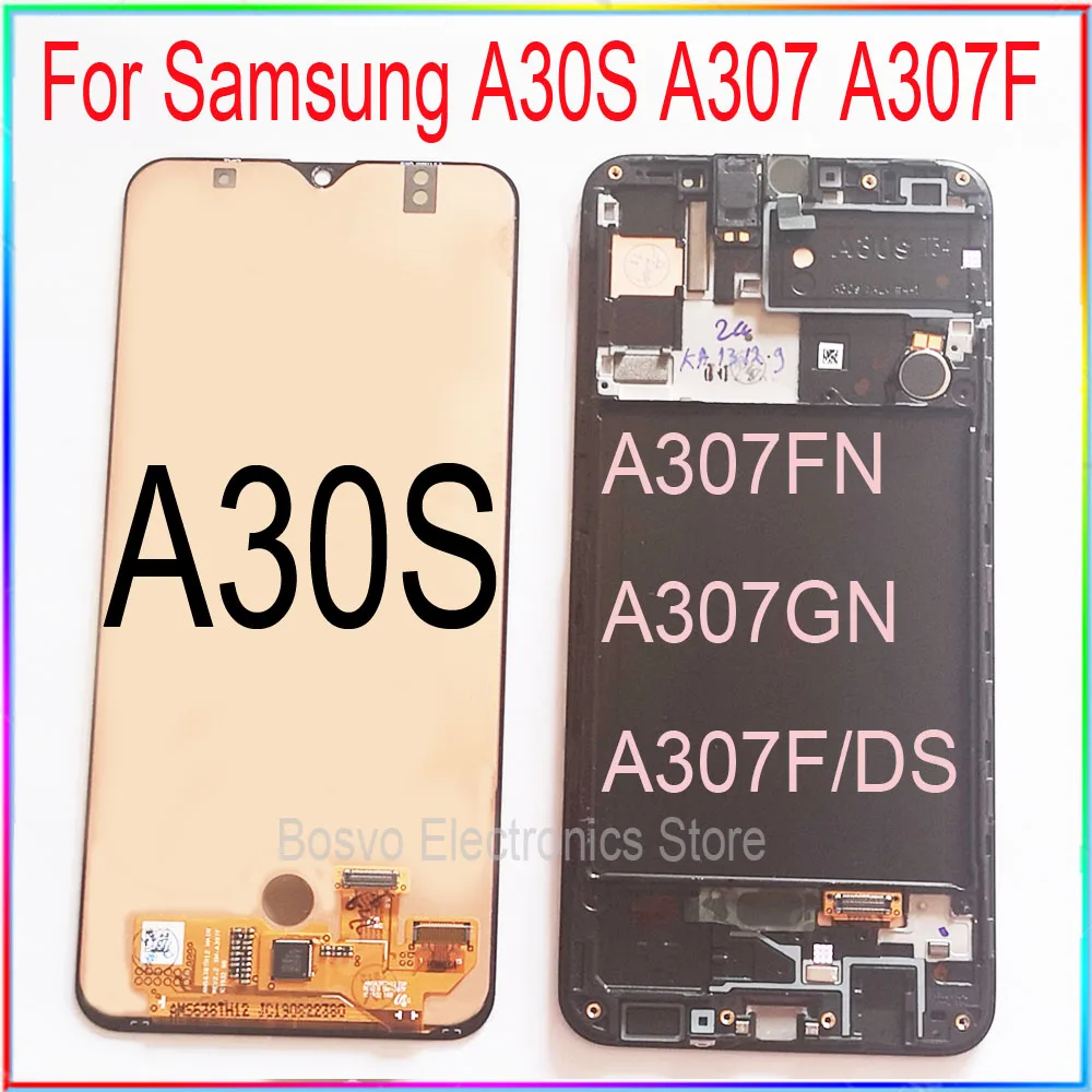 ЖК экран для Samsung A30S A307 A307F с сенсорным экраном и рамкой в сборе запасные части