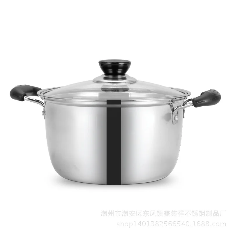 Online 1pcs Stainless Steel pot 1.5L 4L Double Bottom Soup Pot Nonmagnetic Cooking Multi purpose Cookware Non stick Pan general use