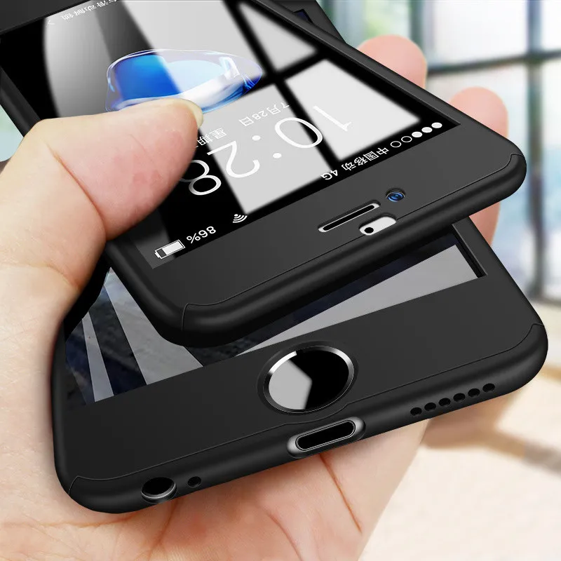 

360 Full Cover Phone Case For iPhone 8 6 6s 7 Plus 5 5s PC Protective For iPhone X XS MAX XR 11 Pro Max Case Cover With Glass