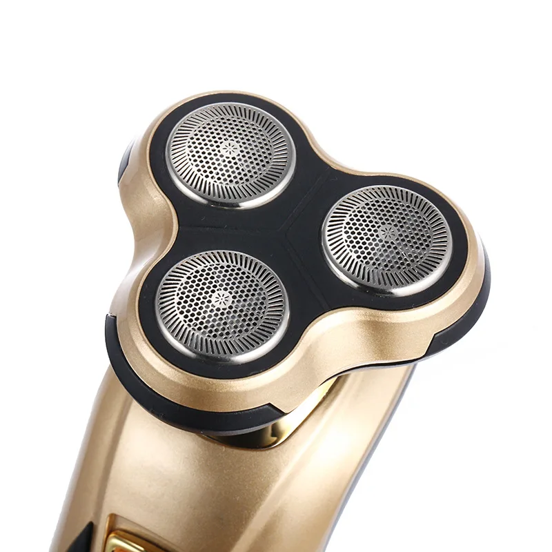 Ling ke ES178 Luxury Gold Color Gold Three Cutter Head Shaver Electric Rechargeable Shaver Waterproof Shaving Razor Manufacturer
