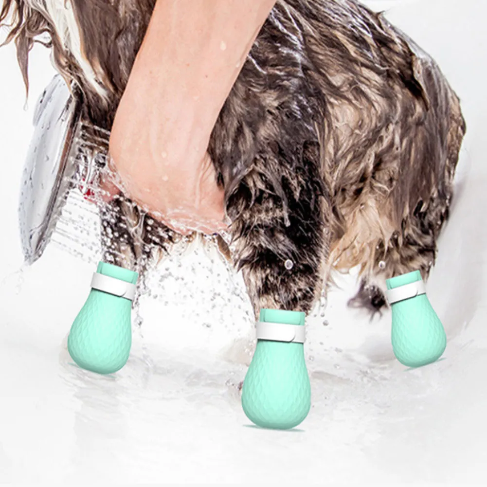 

4Pcs Anti-Scratch Cat Foot Shoes Silicone Pet Grooming Claws Covers for Home Bathing Shaving WWO66