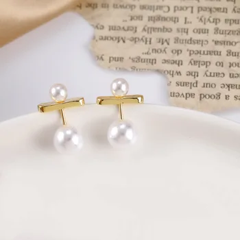 

Korean Temperament Simple Big Small Double Pearl S925 Needle Stud Earrings Personality Fashion Women Girl Jewelry Accessories