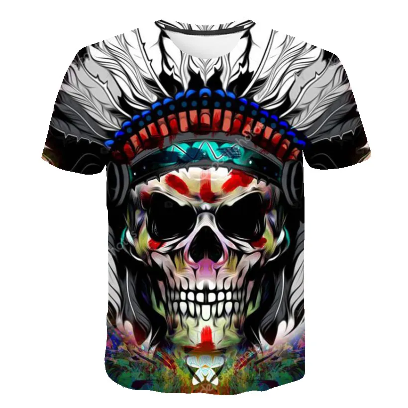 New Skull T Shirt Men Women 3D Print Fire Skull T-shirt Short Sleeve Hip-Hop Tees Summer Tops Cool t shirt Halloween Shirt