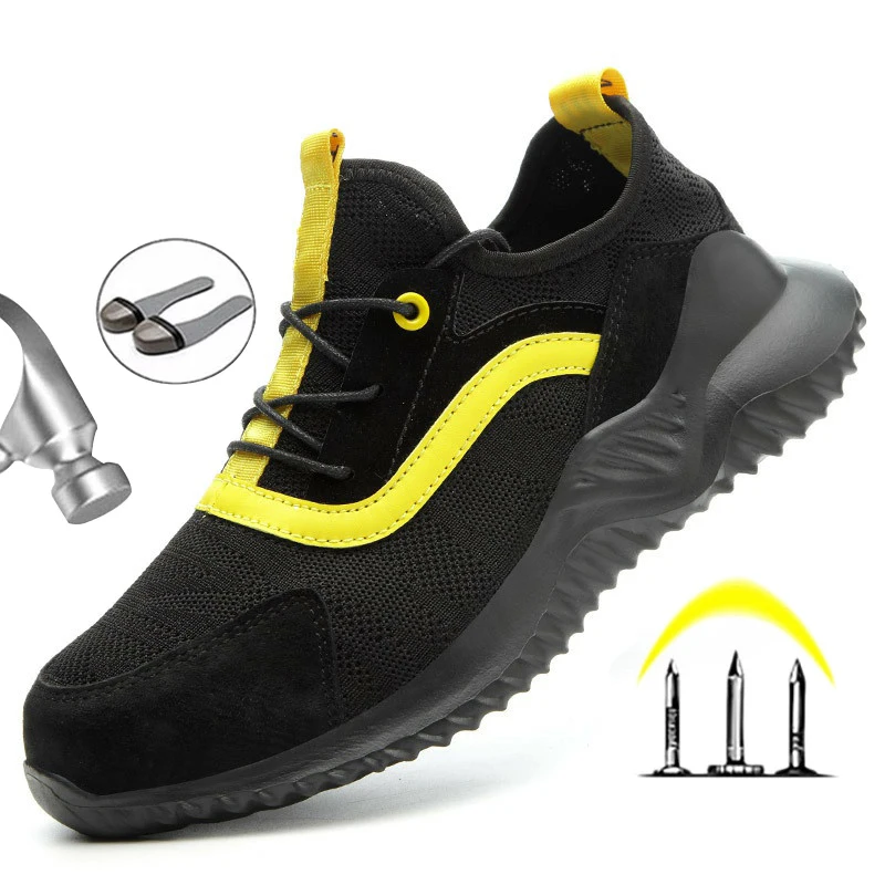 

Outdoor Sports Shoes Men's And Women's Safety Boots Men's Breathable Shoes Steel Toe Puncture-Proof Workers Sports Shoes Women's