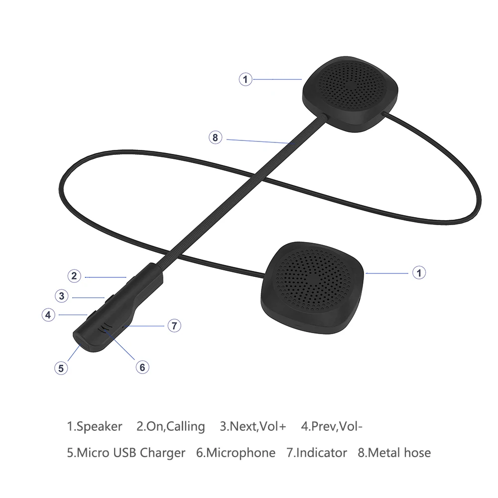 AOSHIKE Bluetooth 5,0+ EDR мотоциклетный шлем для верховой езды руки HD звук телефонный звонок наушники анти-помехи для MP3 MP4 смартфона