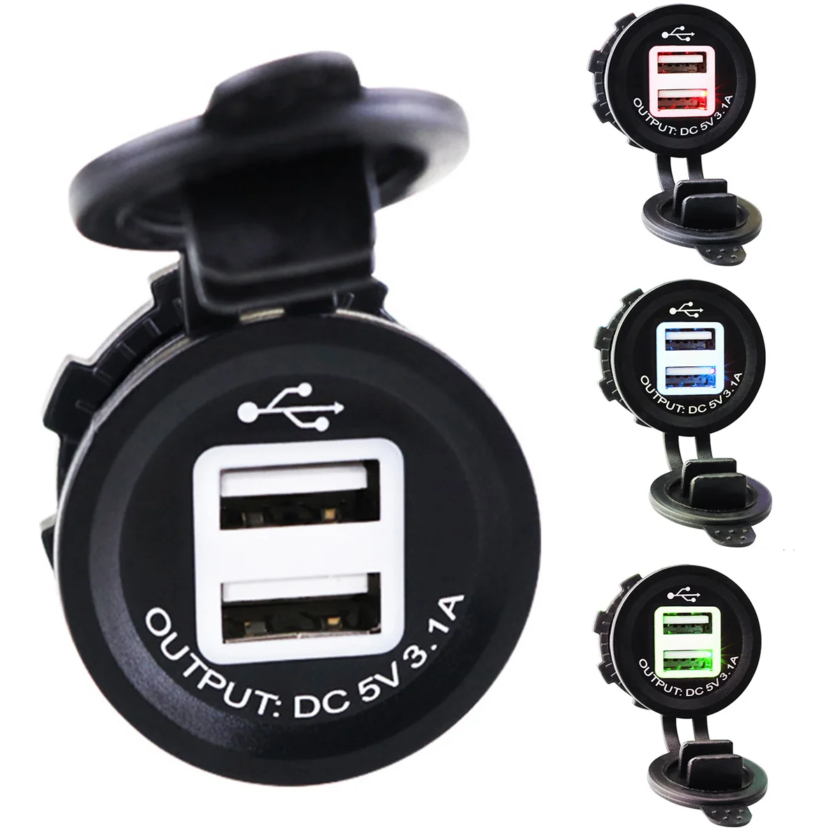 12V/24V 3.1A Dual USB Port Car Charger Waterproof Power Outlet Adapter For Automobile Motorcycle | Автомобили и мотоциклы