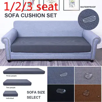 

1-3 Seats Checked Fleece Waterproof Fabric Sofa Cushion Waterproof Sofa Seat Cushion Cover Couch Stretchy Slipcovers Protector