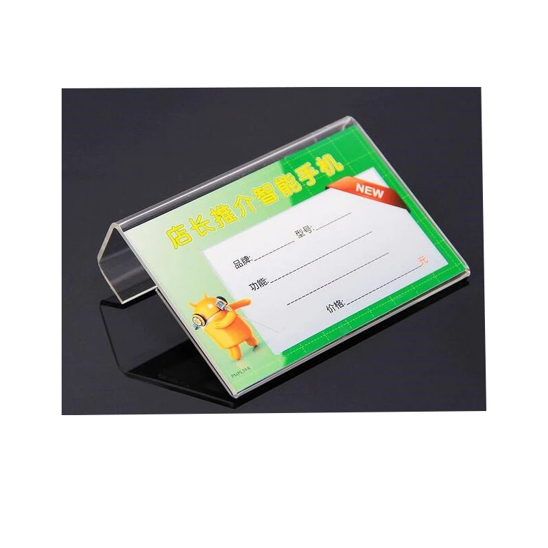 

New style L Shape Table Sign Price Tag Label Display Stand Paper Promotion name Card desk frame label display holder 10pcs