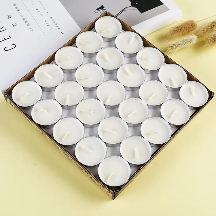 Snailhouse 50/Box Smokeless Aroma Confession Tea Wax Pendulum Round Paraffin Tea Small Candle Home Candle Party Festival Decor - Цвет: white-50