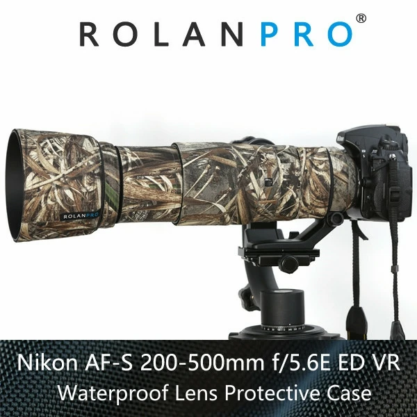 Nikon  AF-S200-500㎜　f5.6E  VR  元箱　迷彩カバー付 ROLANPRO レンズカバー ニコン AF-S 200-500mm f/5.6E ED VR