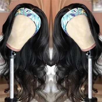 

Indian Hair Water Wave Full Machine Made Headband Wig Natural Black Human Hair Headband Wigs For Black Women