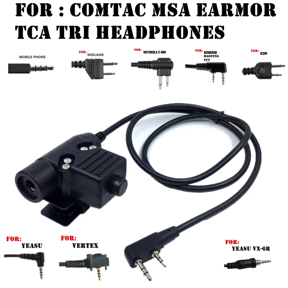 Accessorio Per Cuffie Ptt Tattico U94 Ptt Per Cuffie Comtac Msa Earmor Tca Tri Per Baofeng Icom Midland Motorola Yeasu Radio