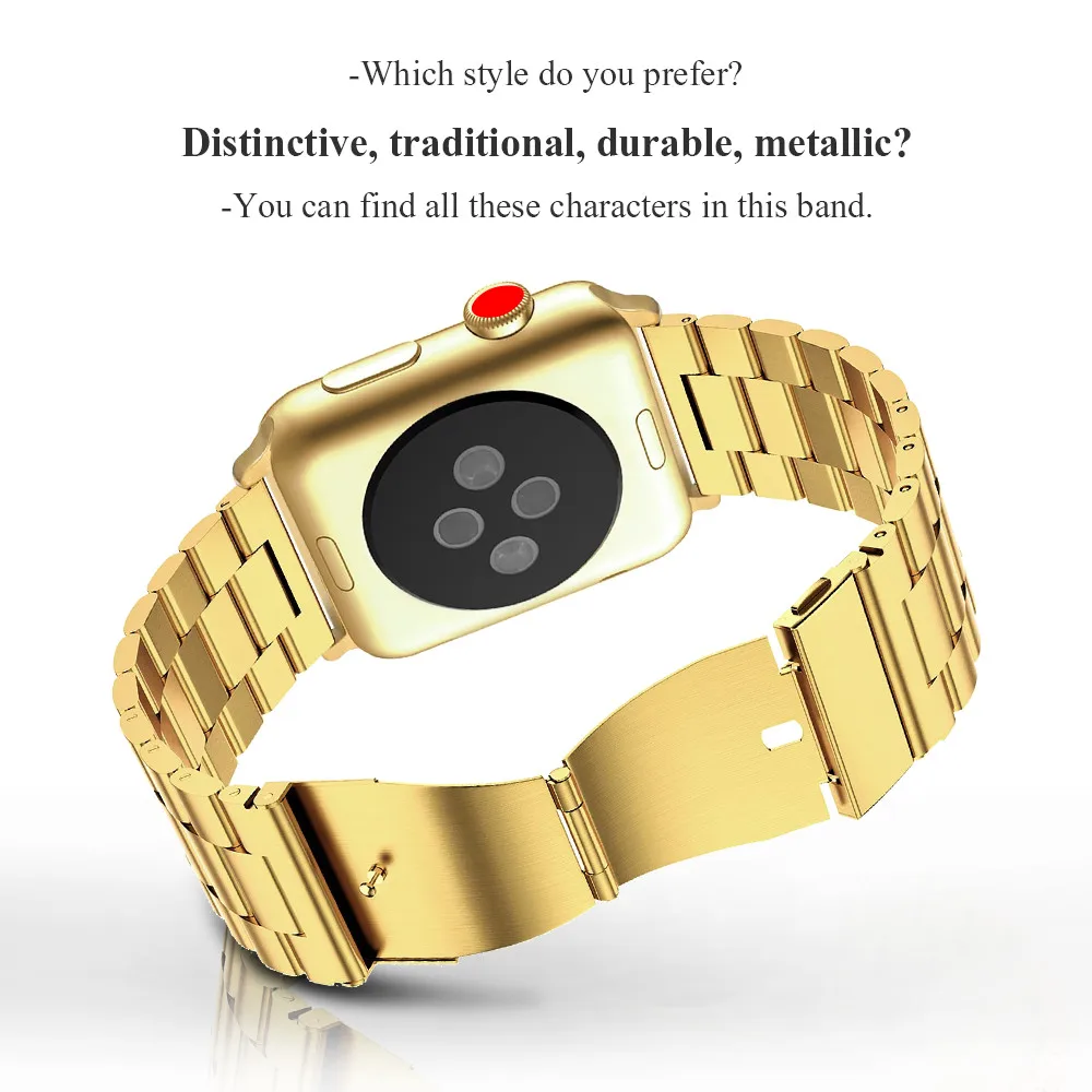 Ремешок из нержавеющей стали для Apple Watch 38 мм 42 мм серии 1 2 3 металлический браслет для iWatch серии 4 40 мм 44 мм ремешок