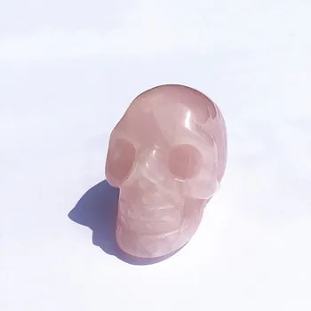 

Hand Carved Rose Quartz Stone Skull Crystal Skull Reiki Healing For Sale