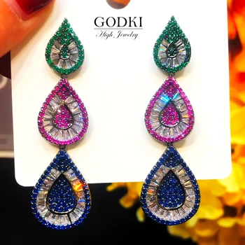 

GODKI Luxury Water Drop Cubic Zircon Nigerian Necklace Earring Jewelry Sets For Women Wedding Indian Dubai Bridal Jewelry Sets