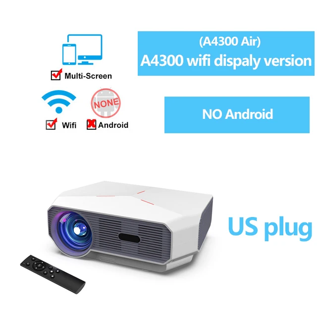 Support 4K HD 720P LED Projector Android 6.01 Wifi Smart Home Theater A4300 200inch Video Proyector with 3D Digital keyston cheap projector Projectors