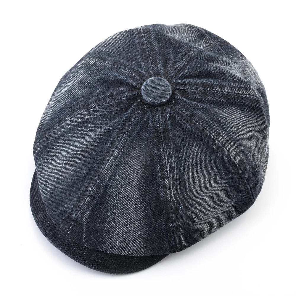 Washed denim fabric Berets Men's Autumn Fashion Newsboy Caps Retro Male Artist Flat Visor Peaked Hat Men Spring Casual Boina mens fleece beret