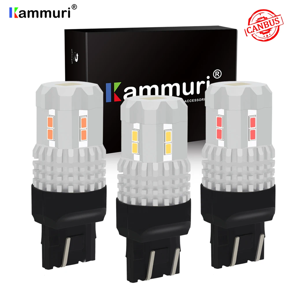 

KAMMURI Canbus W21/5W W21W Car led T20 7440 7443 SRCK W21 5W led 12V Car Auto Turn Signal Brake Reverse DRL Light White Yellow