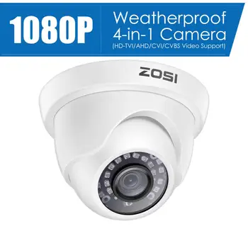 

ZOSI 1080P 2MP AHD TVI CVI CVBS Video Surveillance Dome Camera HD Weatherproof Home CCTV Security Camera System