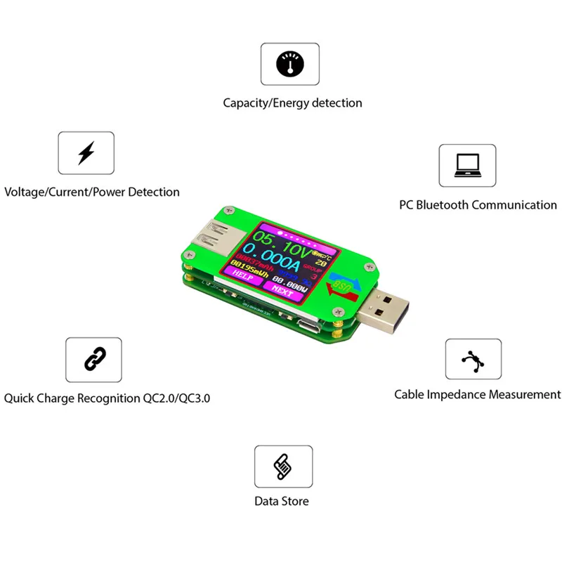 UM34/UM34C UM24/UM24C UM25/UM25C цветной ЖК-дисплей USB тестер напряжения измеритель тока Вольтметр Измерение заряда батареи