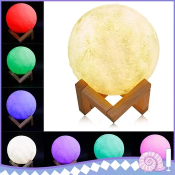 

15cm 3D Galaxy Moon Light Lamps 16 Colors LED Moon Night Lights with Remote/Touch Control USB Rechargeable Nigh Light Kid Gift