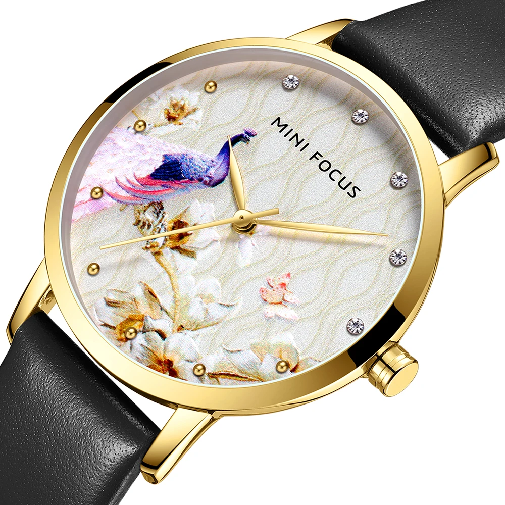 MINIFOCUS женские часы водонепроницаемые черные с кожаным ремешком Reloj Mujer брендовые Роскошные модные повседневные кварцевые женские часы Montre Femme