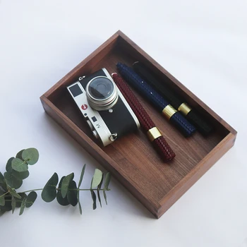 

walnut rectangular solid storage wood tray
