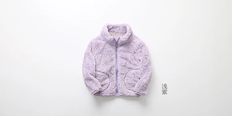 Focusnorm 2-7 Years Toddler Baby Girls Winter Coats 6 Colors Solid Coral Fleece Coats Zipper Soft Girl High Collar Top