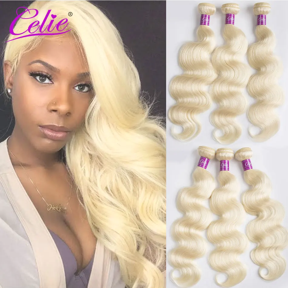 Celie 613-pelo rubio ondulado, 3 mechones rubio miel mechones, pelo humano brasileño ondulado Remy, extensión de cabello humano de 12-24 pulgadas