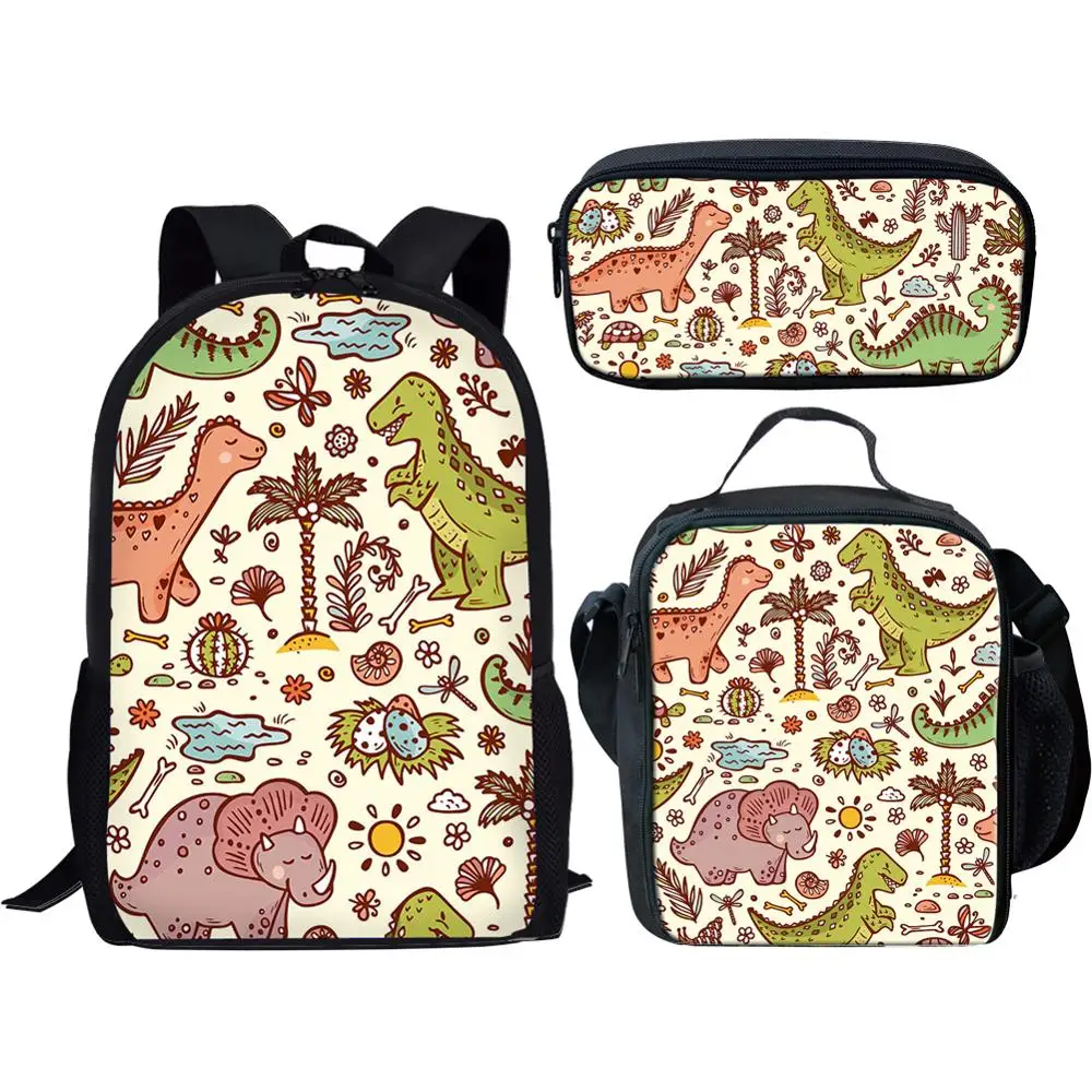 

New Children School Backpack 3 Pcs/Set Dinosaur Printed Backpacks For Boys Girls School Bags Teenager Schoolbag Fashion Mochila
