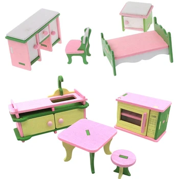 

2 Set Baby Wooden Dollhouse Furniture Dolls House Miniature Child Play Toys Gifts, Style 7 & Style 9