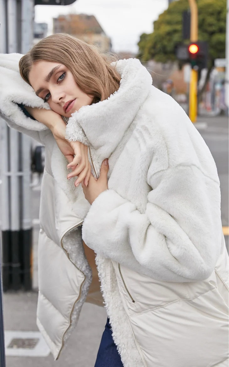 Vero Moda Женская сплайсинговая меховая ткань средней длины белая куртка-пуховик на утином пуху | 319423518