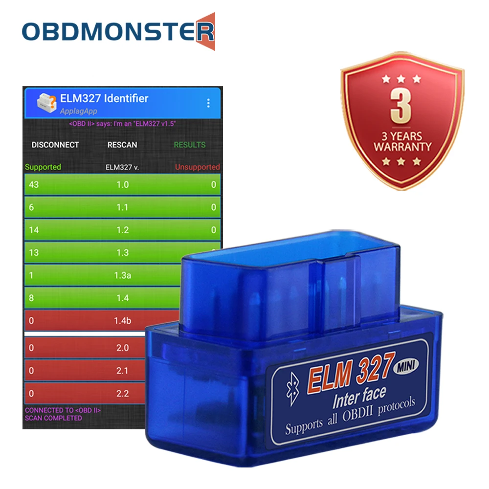OBDMonster Bluetooth ELM327 V1.5 с чипом PIC18F25K80 автомобильный мини-сканер OBD2 диагностический