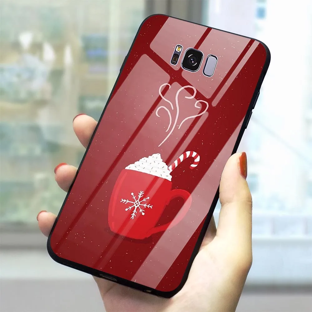 Рождество год Стекло чехол для телефона для samsung Galaxy S10 чехол A70 A60 M40 A50 A40 A20 A30 A10 S7 край S8 S9 плюс