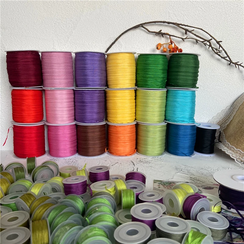 Ribbon supplies 2mm to 13mm real pure silk woven double face taffeta silk ribbons for embroidery handcraft
