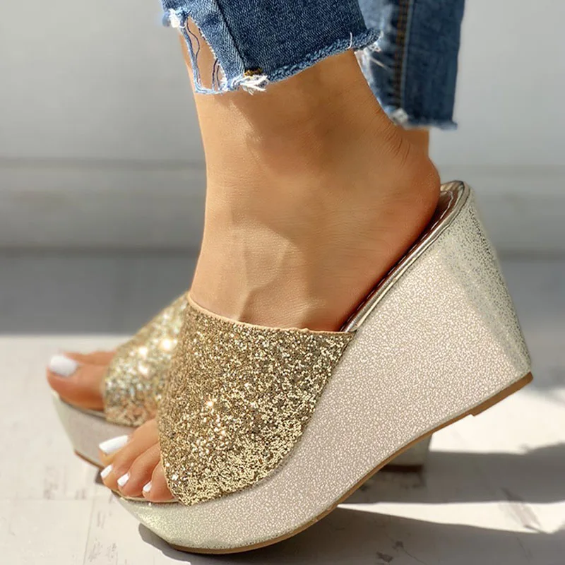 

Women Bling Shoes High Heel Pumps Ladies Wedding Party Shoes Wedges Slides Sandals Platform Slipper Peep Toe Zapatos De Mujer