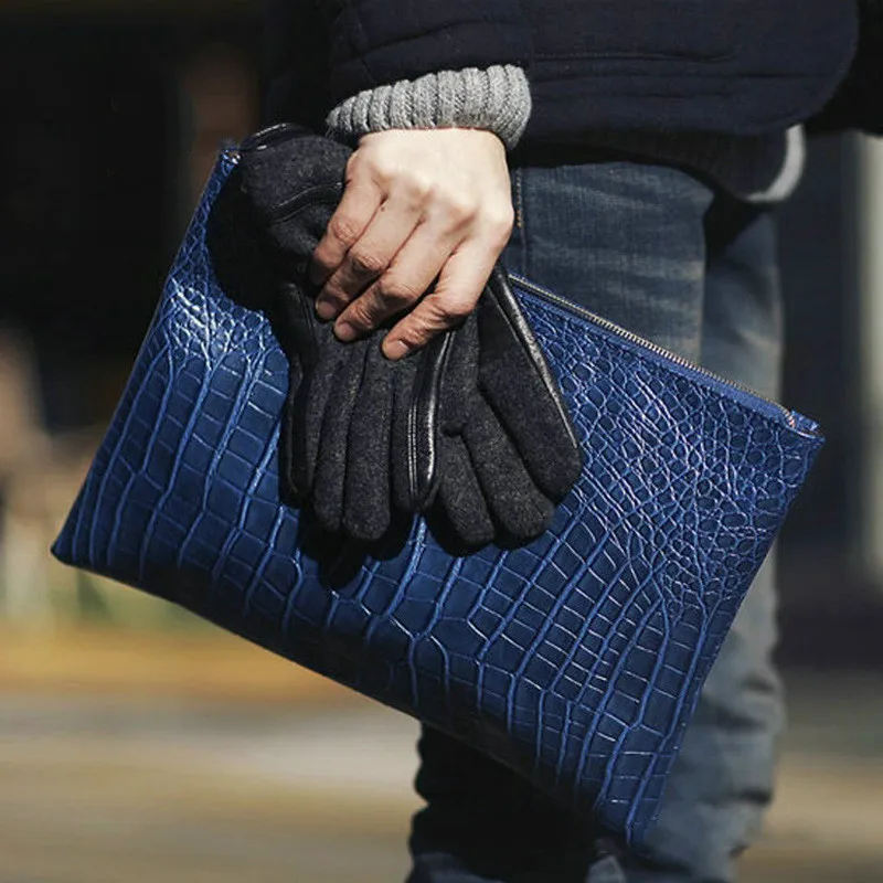 

The new European and American crocodile pattern bag bag men's hand retro briefcase envelope bag shoulder