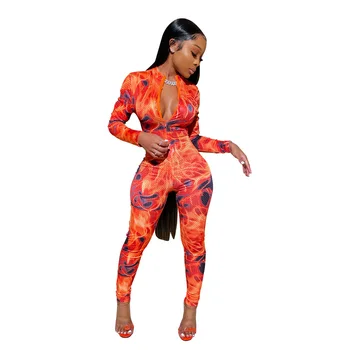 

Women Long Sleeve Jumpsuit Elastic Grid Print Sexy Sporting 3 Color Camouflage Skinny Bodysuit Female Party Club Overalls Slim