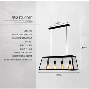 

Modern Led Wrought Iron Pendant Light Decoration Art Rectangular Glass Lamp industrial lamp