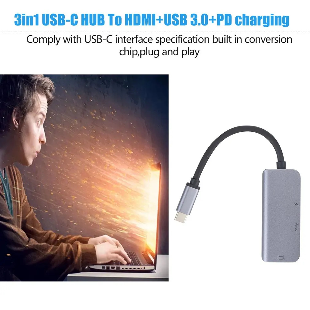 3 в 1 концентратор Tpye-C к Micro USB 3,0 2,0 HDMI Thunderbolt сплиттер адаптер совместимый для MacBook Pro для samsung