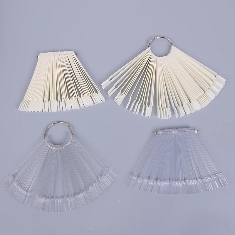 50PCS Square Head Nail Color Card Nail Polish Glue Fan-shaped Display Board