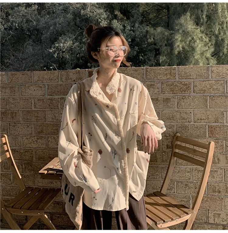 ILARES Blouse Women Plus Size Shirt Vintage Tassel Long Sleeve Printing Shirts Korean Style Women Clothes Blouse Tops For Women