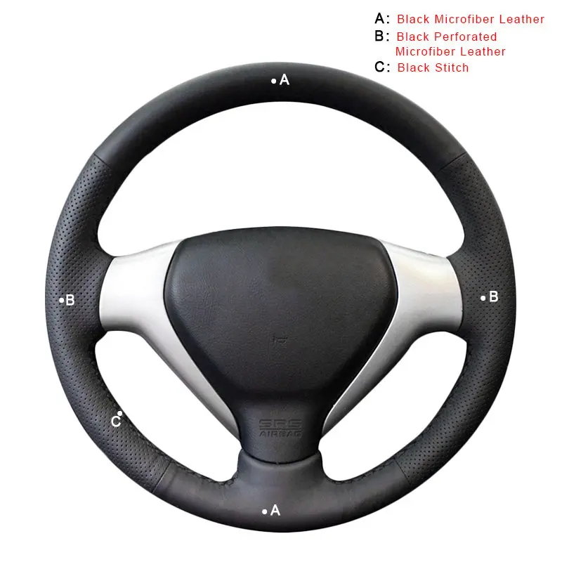 Автомобильная Оплетка на руль для Honda City 2007-2008 Fit 2007-2008 Jazz 2007-2008 ручная прошивка Авто покрытие авто-Стайлинг - Название цвета: Microfiber Leather