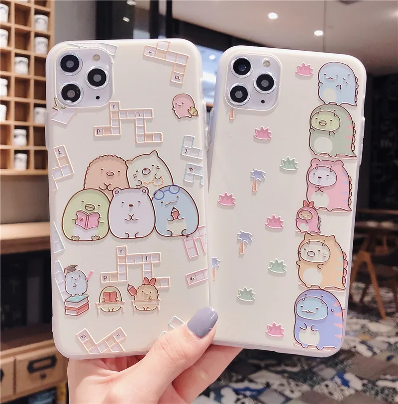 Японский мультфильм Sumikko Gurashi тисненый ТПУ чехол на заднюю панель телефона для
