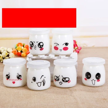 

5pcs Random Pattern 200ml Lovely Pudding Bottle Glass Heat-resistant Yogurt Containers DIY Cooking Milk Bottle Jelly Jar