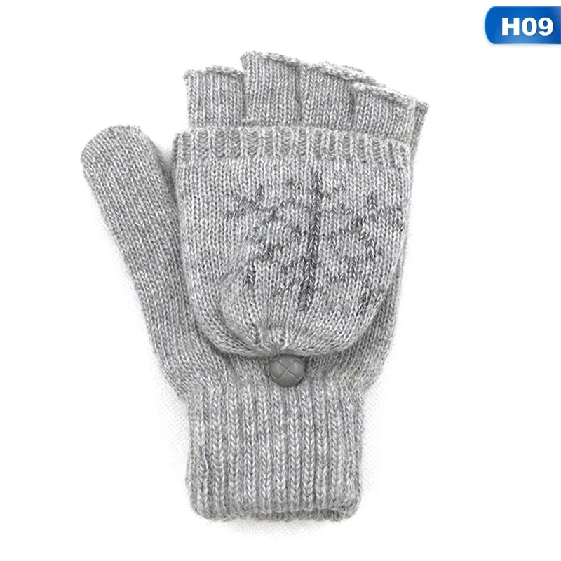 GLV0458H09 Женские трикотажные мягкие теплые, зимние, шерстяные перчатки, варежки без пальцев - Цвет: GLV0458H09