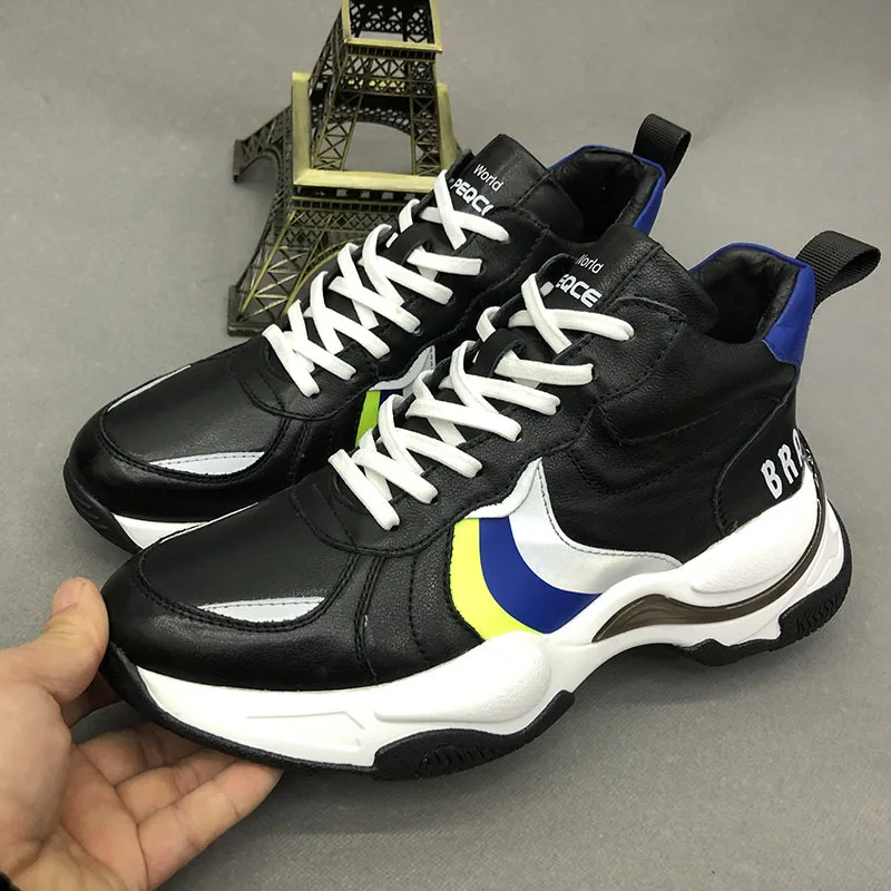 

Ozhouzhan 2019 High-top Board Shoe Men's Korean-style Genuine Leather Sports Casual Hip Hop MEN'S SHOES Contrast Color Versatile