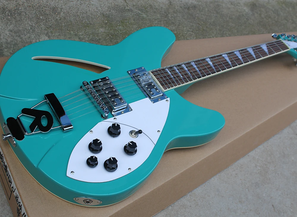 12 строки светильник-синий Semi-полые Электрогитары с R хвостовой 24 Лады гриф из