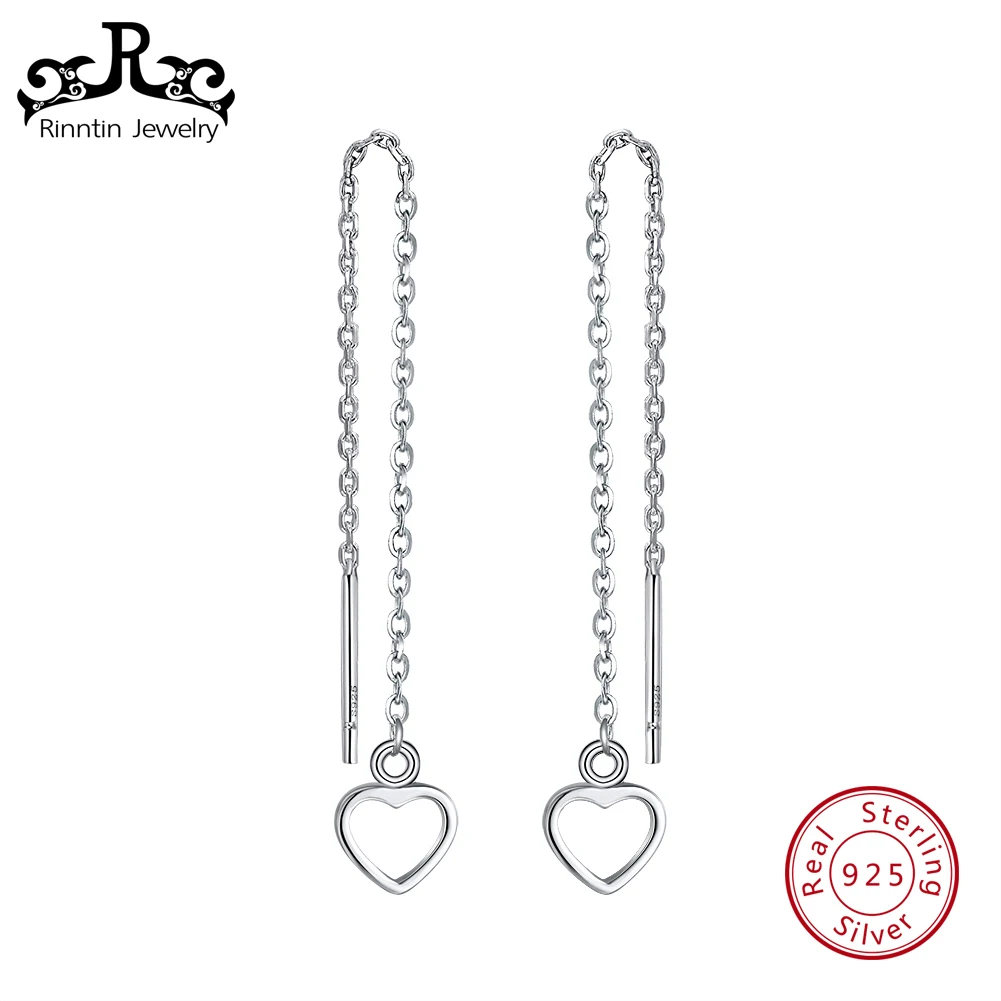 Серьги-подвески из серебра 925 пробы с сердечком | Украшения и аксессуары