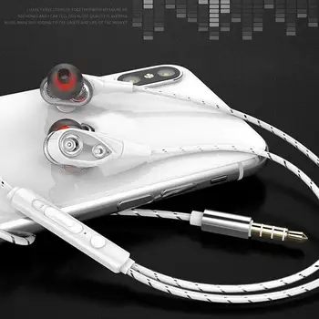 

3.5mm Earphones With Microphone Dual Drive Stereo Wired Earphone In-ear Sport Portable Headset In-Ear Single Speaker